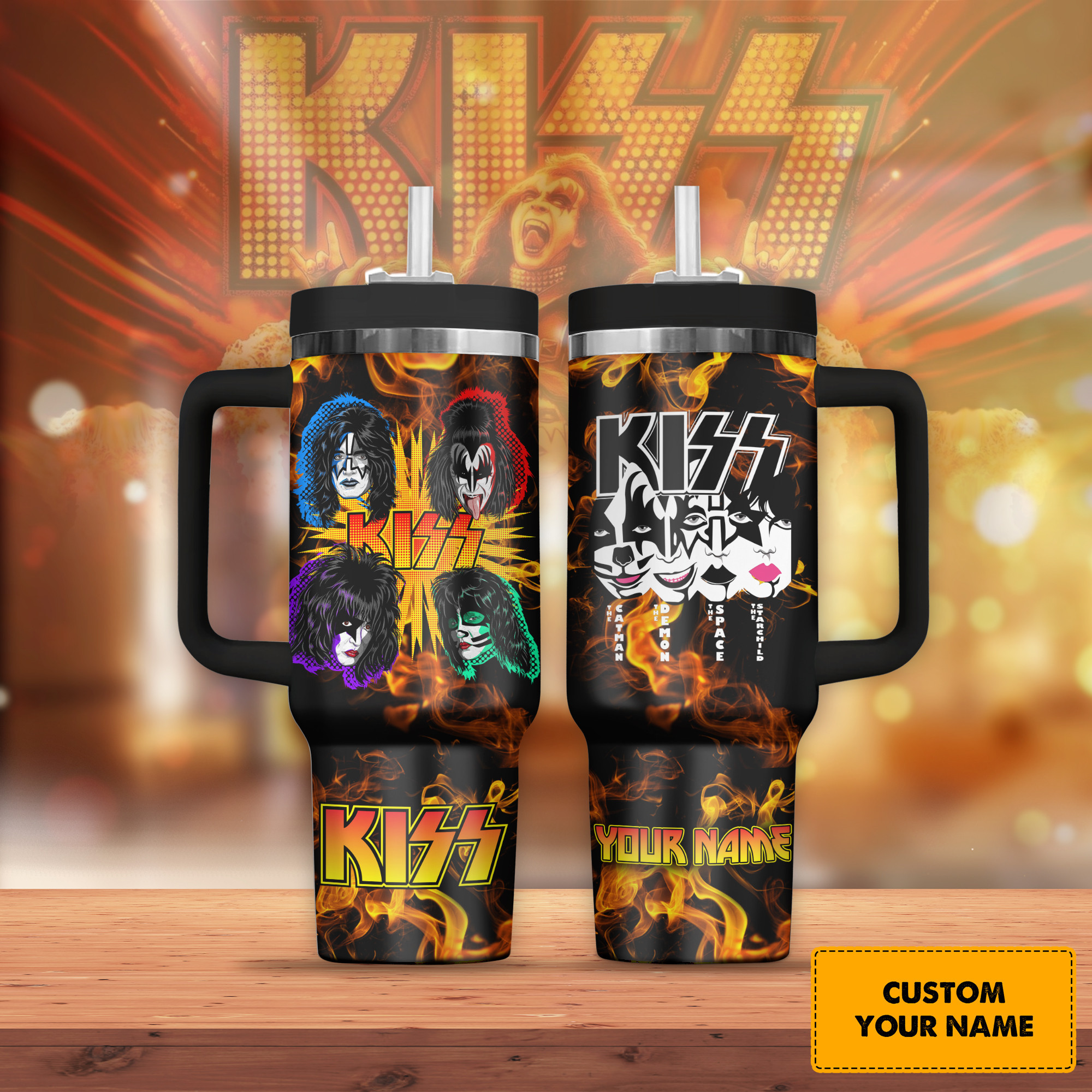 Kiss Music Custom Stanley Quencher 40oz Stainless Steel Tumbler With Handle