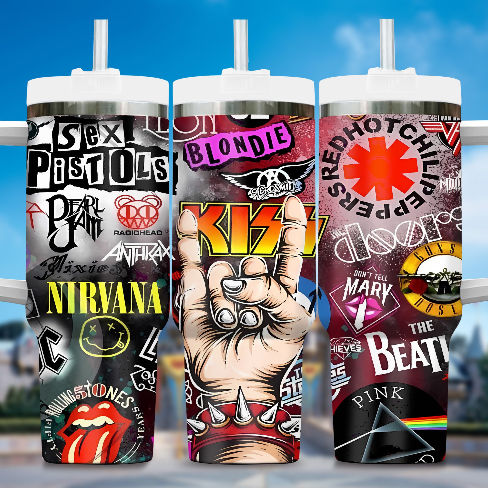 Kiss Music Custom Stanley Quencher 40oz Stainless Steel Tumbler With Handle