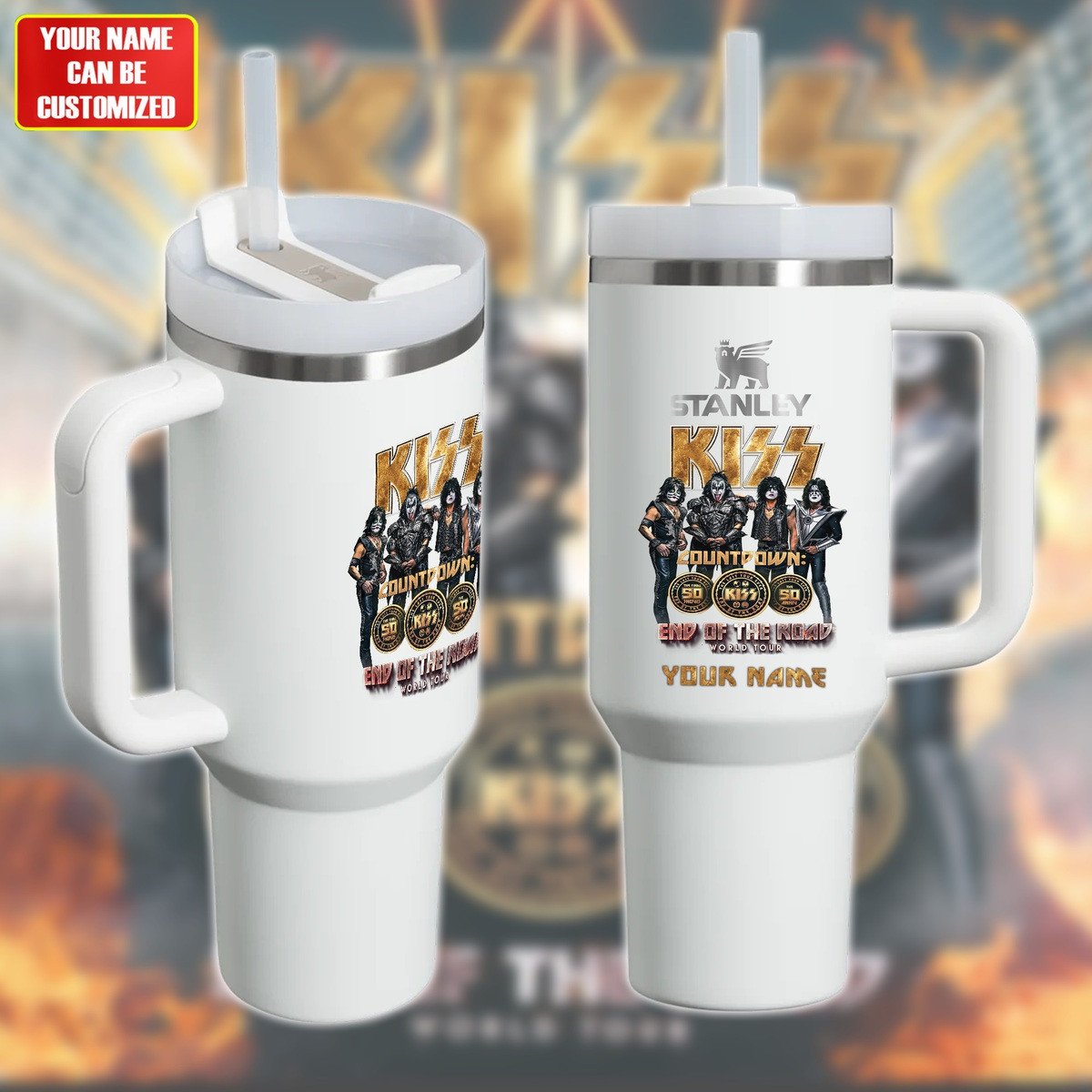 Kiss Music Custom Stanley Quencher 40oz Stainless Steel Tumbler With Handle