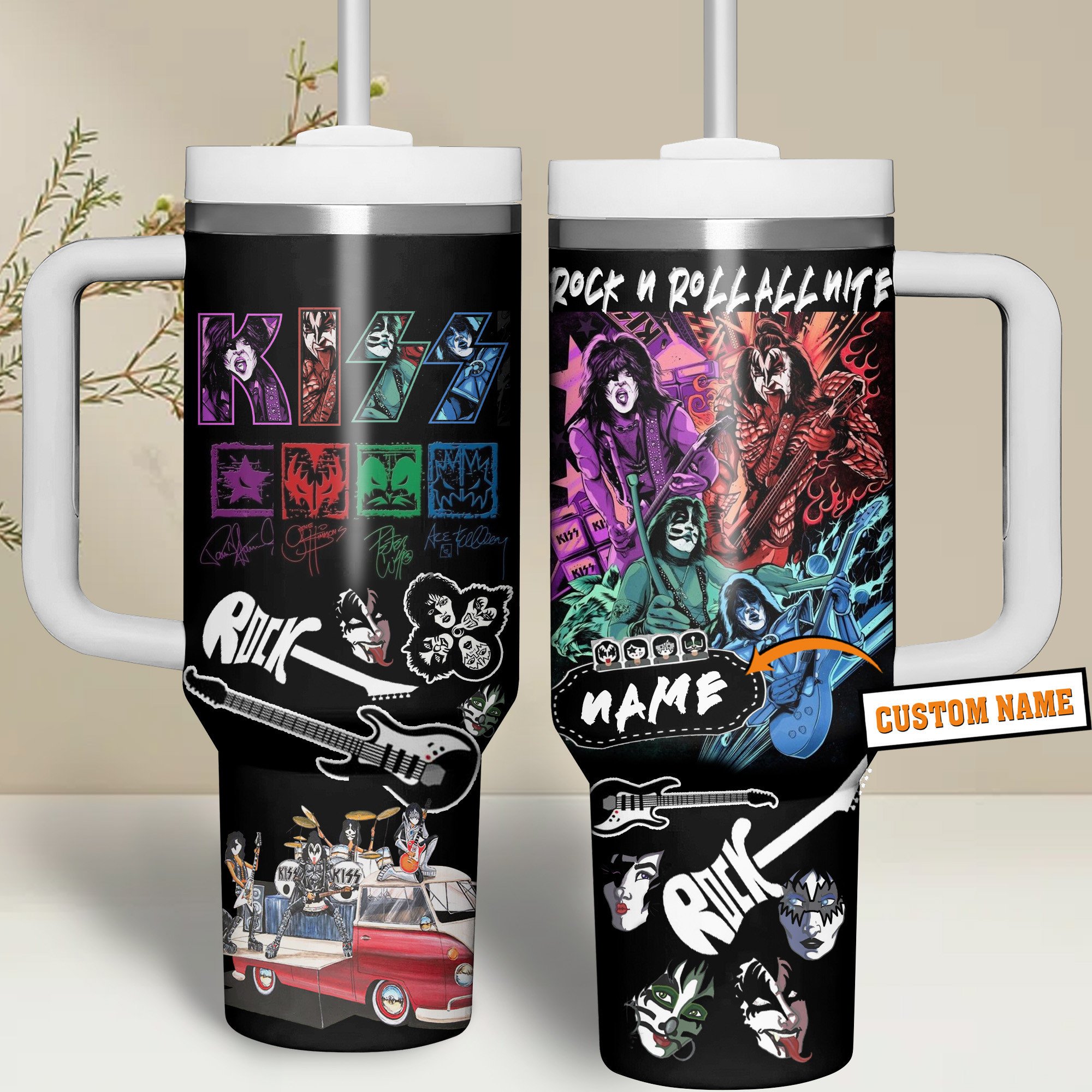 Kiss Music Custom Stanley Quencher 40oz Stainless Steel Tumbler With Handle