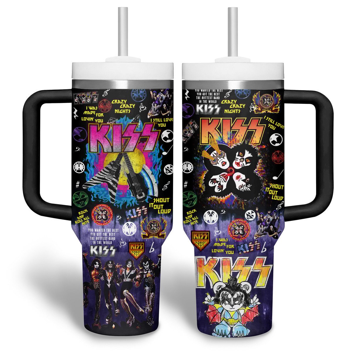 Kiss Music Custom Stanley Quencher 40oz Stainless Steel Tumbler With Handle