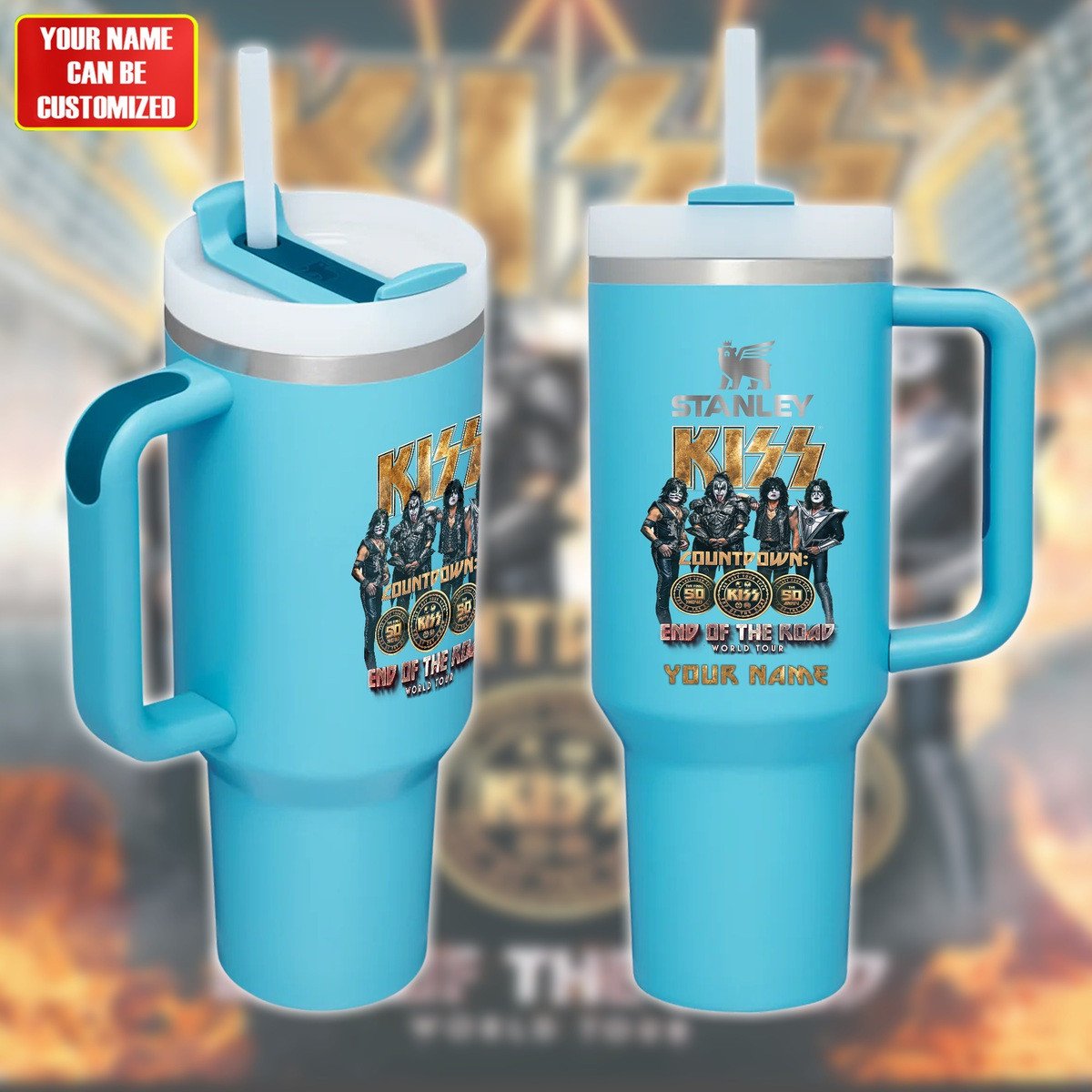 Kiss Music Custom Stanley Quencher 40oz Stainless Steel Tumbler With Handle