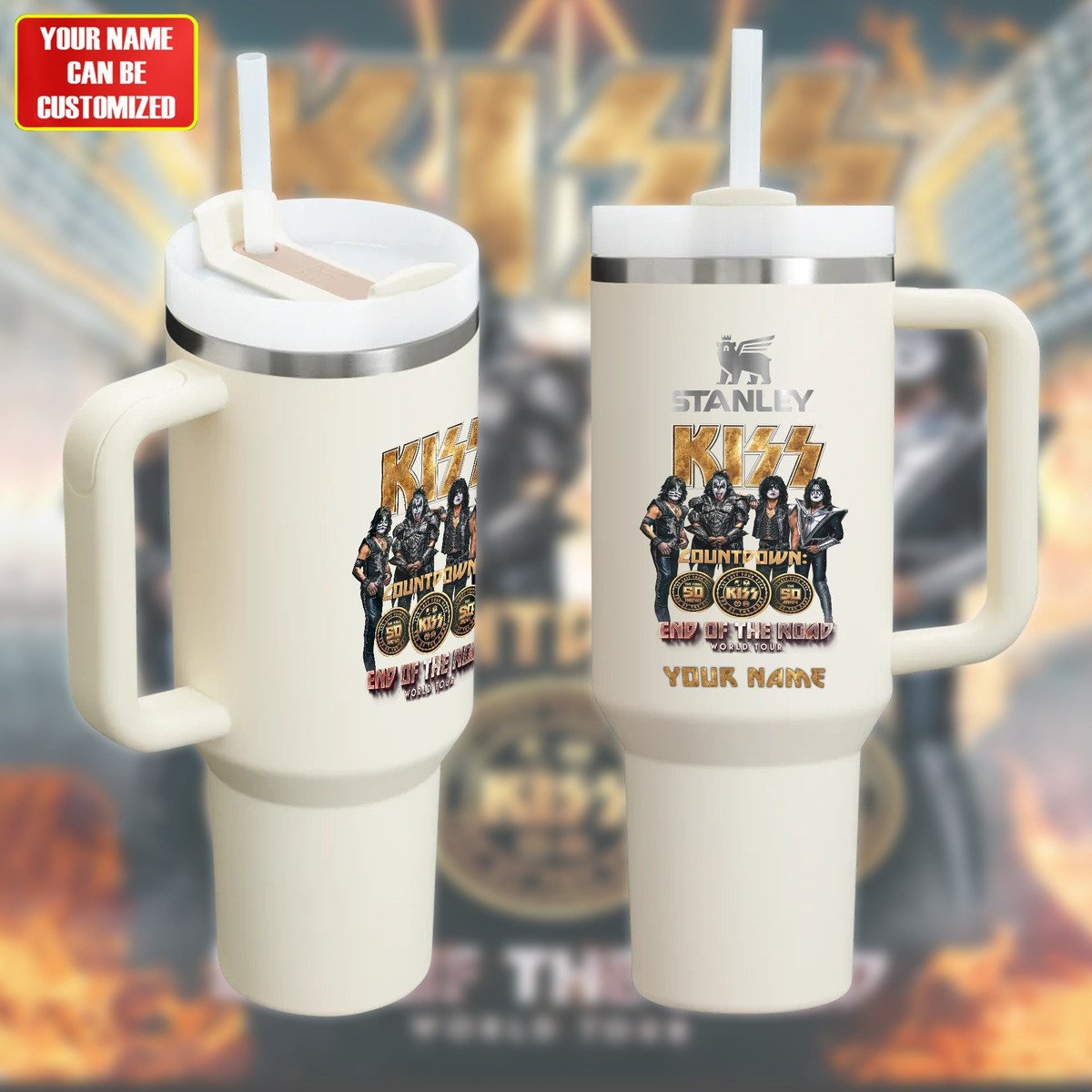Kiss Music Custom Stanley Quencher 40oz Stainless Steel Tumbler With Handle