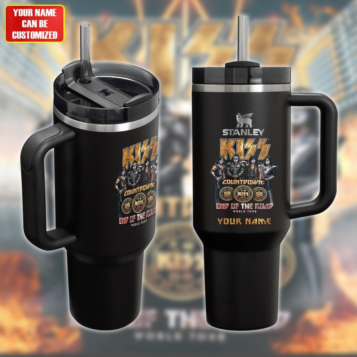 Kiss Music Custom Stanley Quencher 40oz Stainless Steel Tumbler With Handle