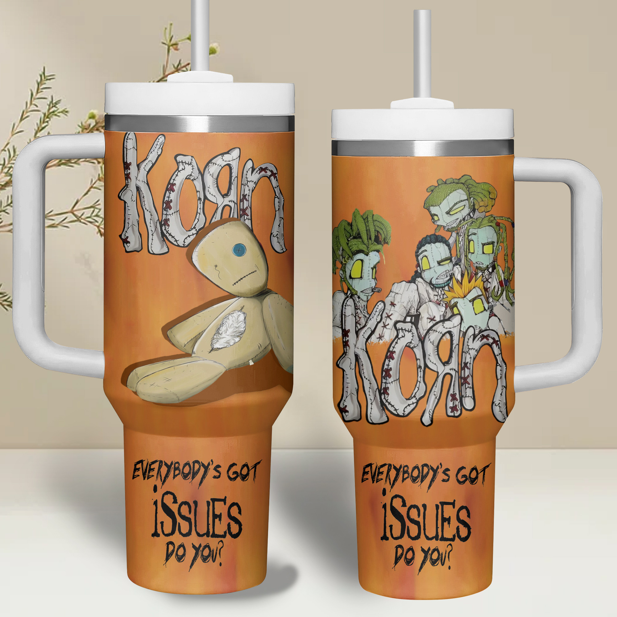 Korn Music Custom Stanley Quencher 40oz Stainless Steel Tumbler With Handle