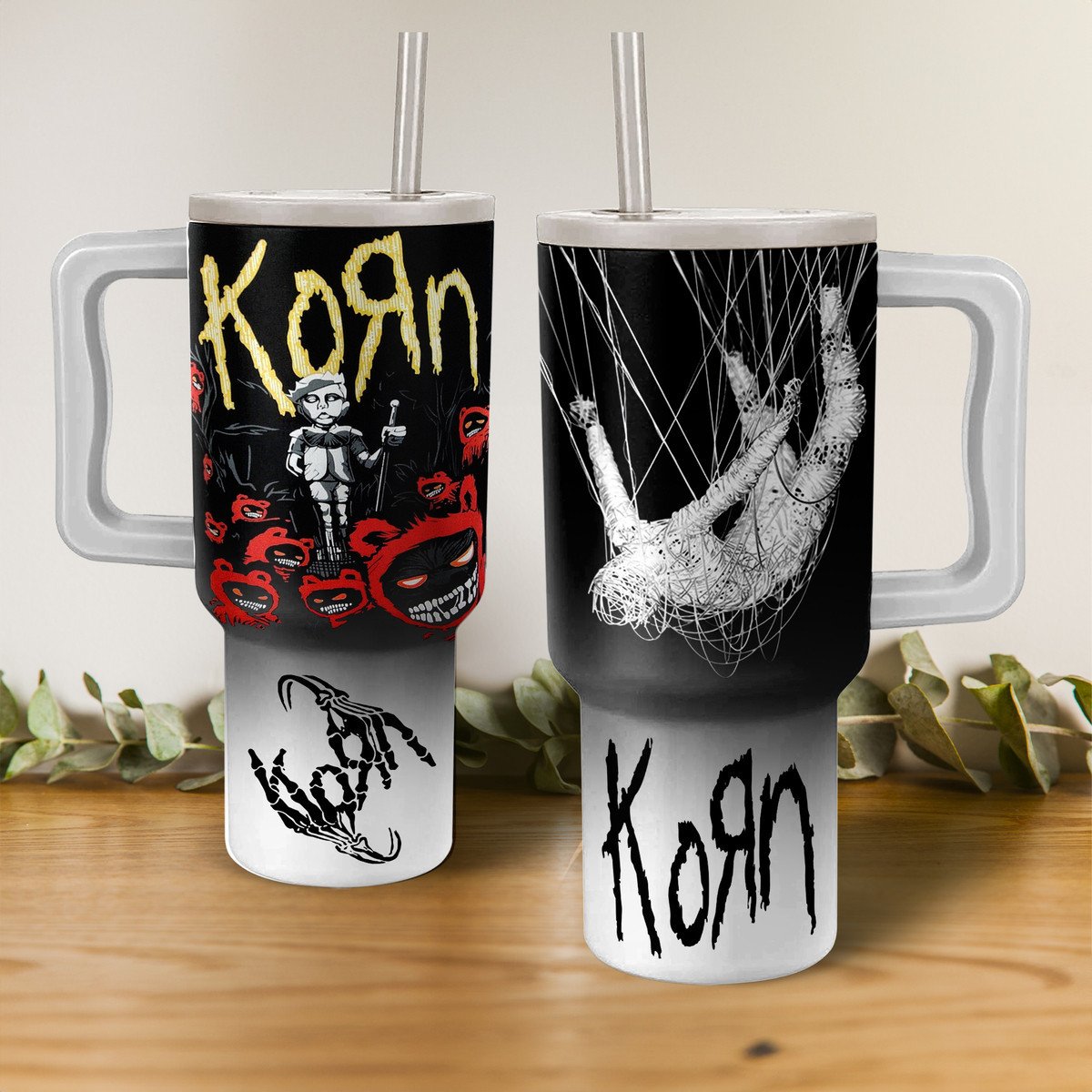 Korn Music Custom Stanley Quencher 40oz Stainless Steel Tumbler With Handle