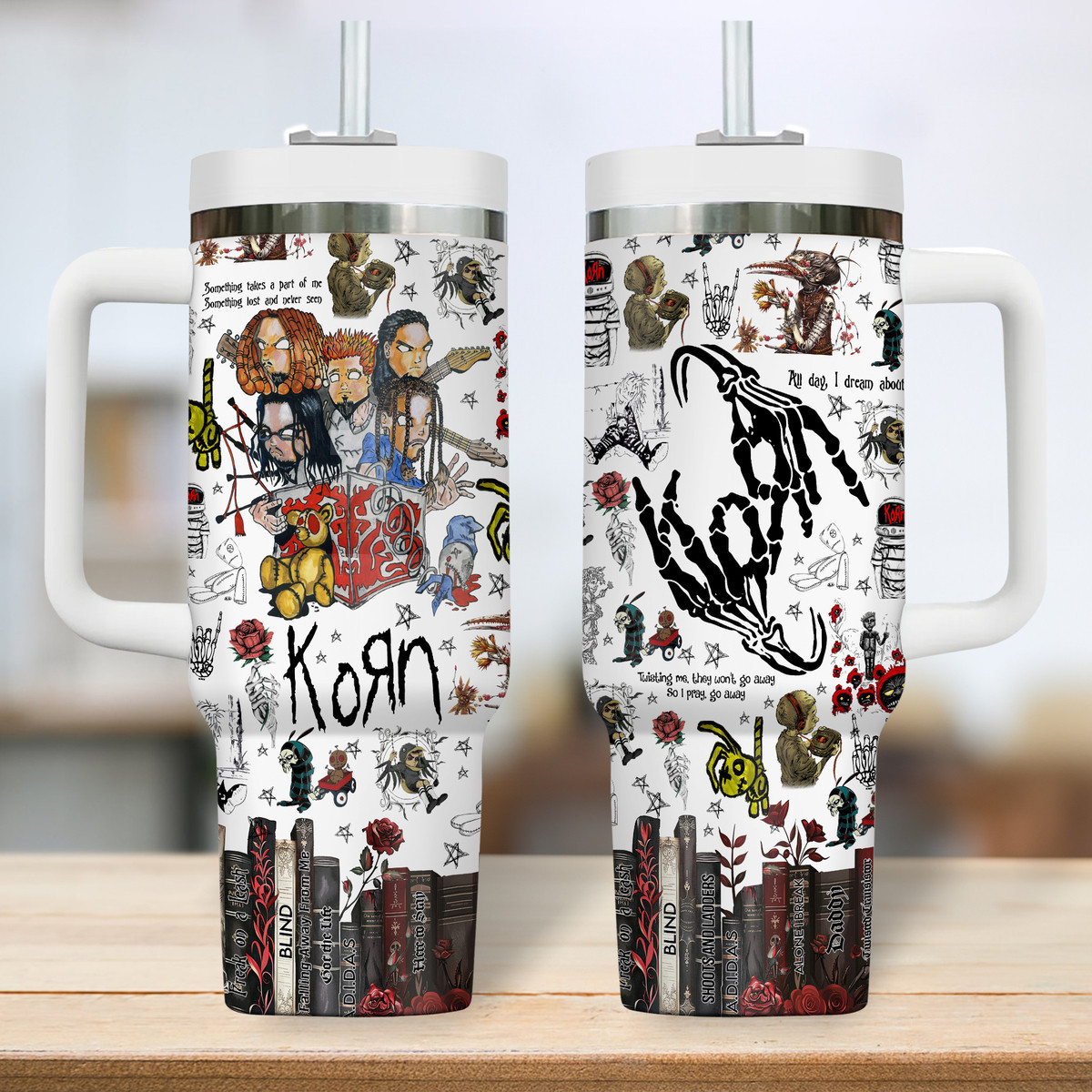 Korn Music Custom Stanley Quencher 40oz Stainless Steel Tumbler With Handle