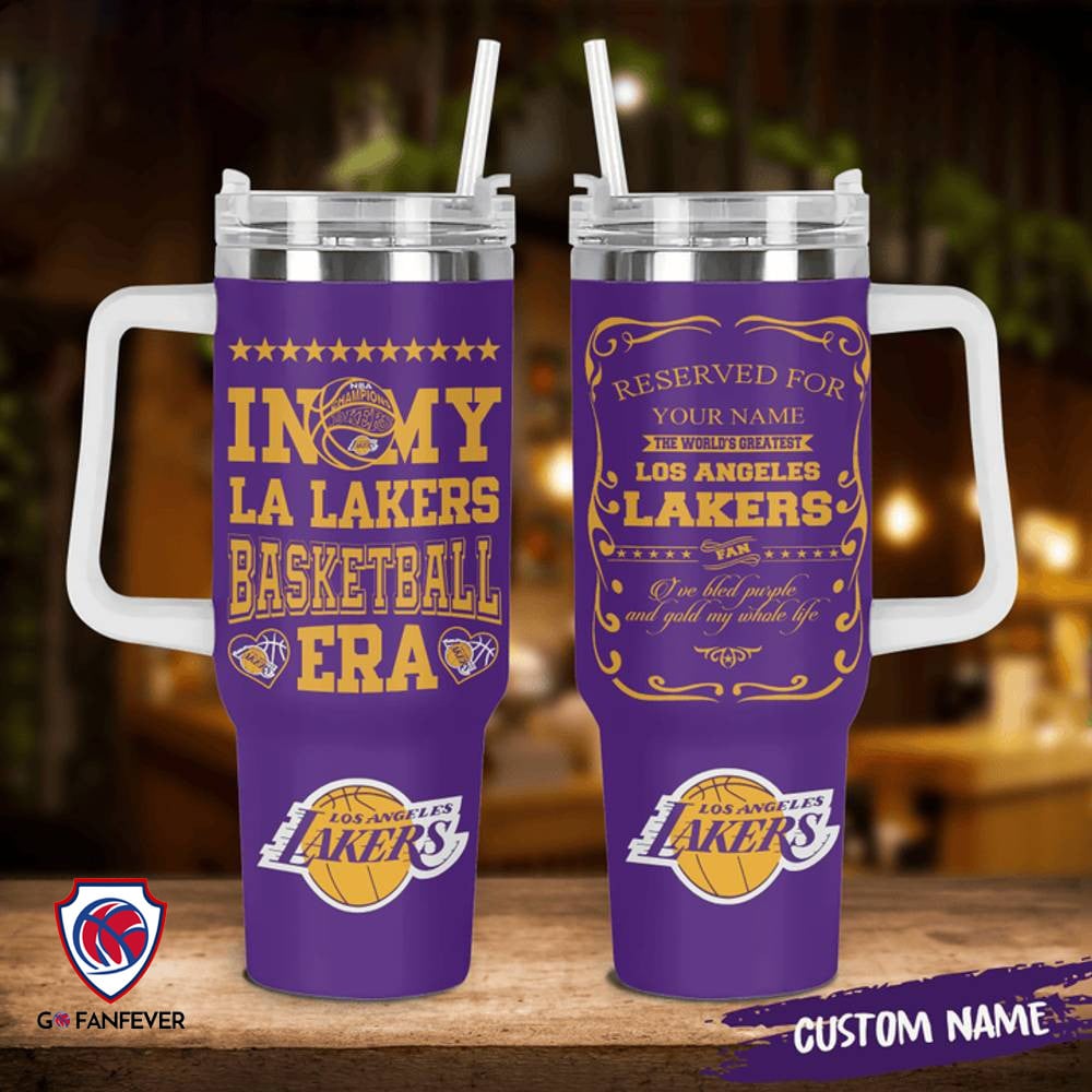 LA Lakers NBA Custom Stanley Quencher 40oz Stainless Steel Tumbler With Handle