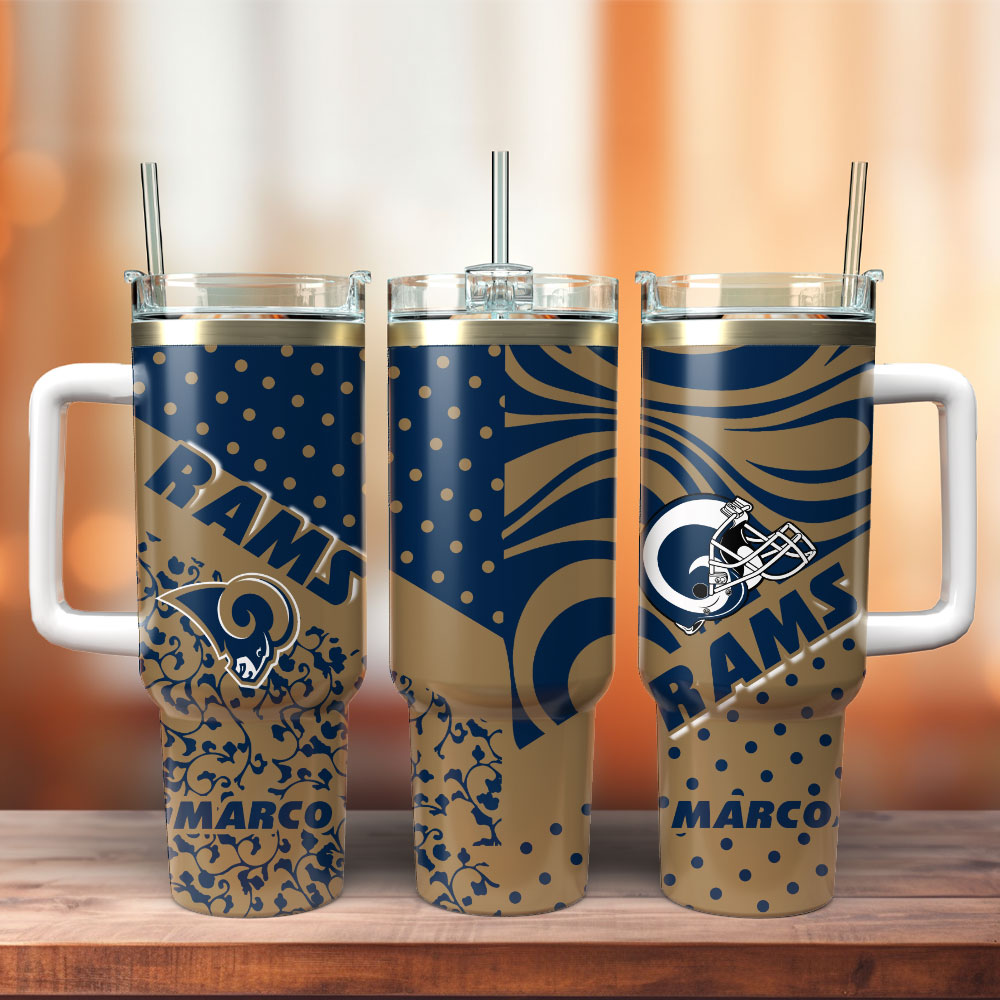 LA Rams Football NFL Sport Custom Stanley Quencher 40oz Stainless Steel Tumbler With Handle