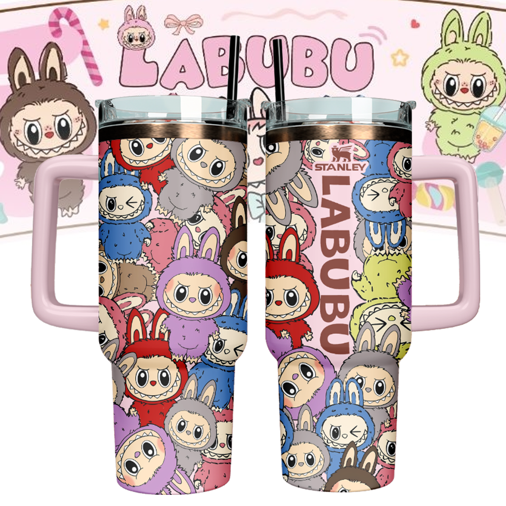 Labubu Custom Stanley Quencher 40oz Stainless Steel Tumbler With Handle