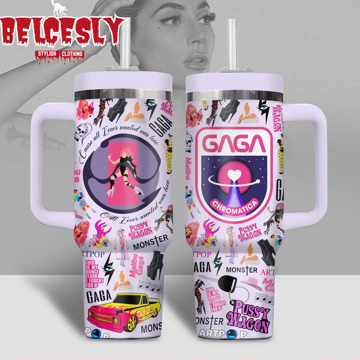 Lady Gaga Music Custom Stanley Quencher 40oz Stainless Steel Tumbler With Handle