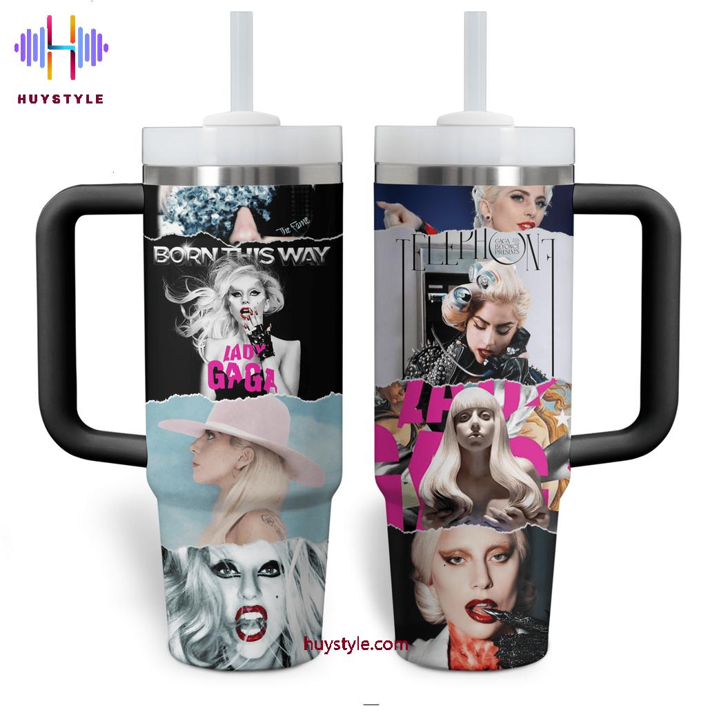 Lady Gaga Music Custom Stanley Quencher 40oz Stainless Steel Tumbler With Handle