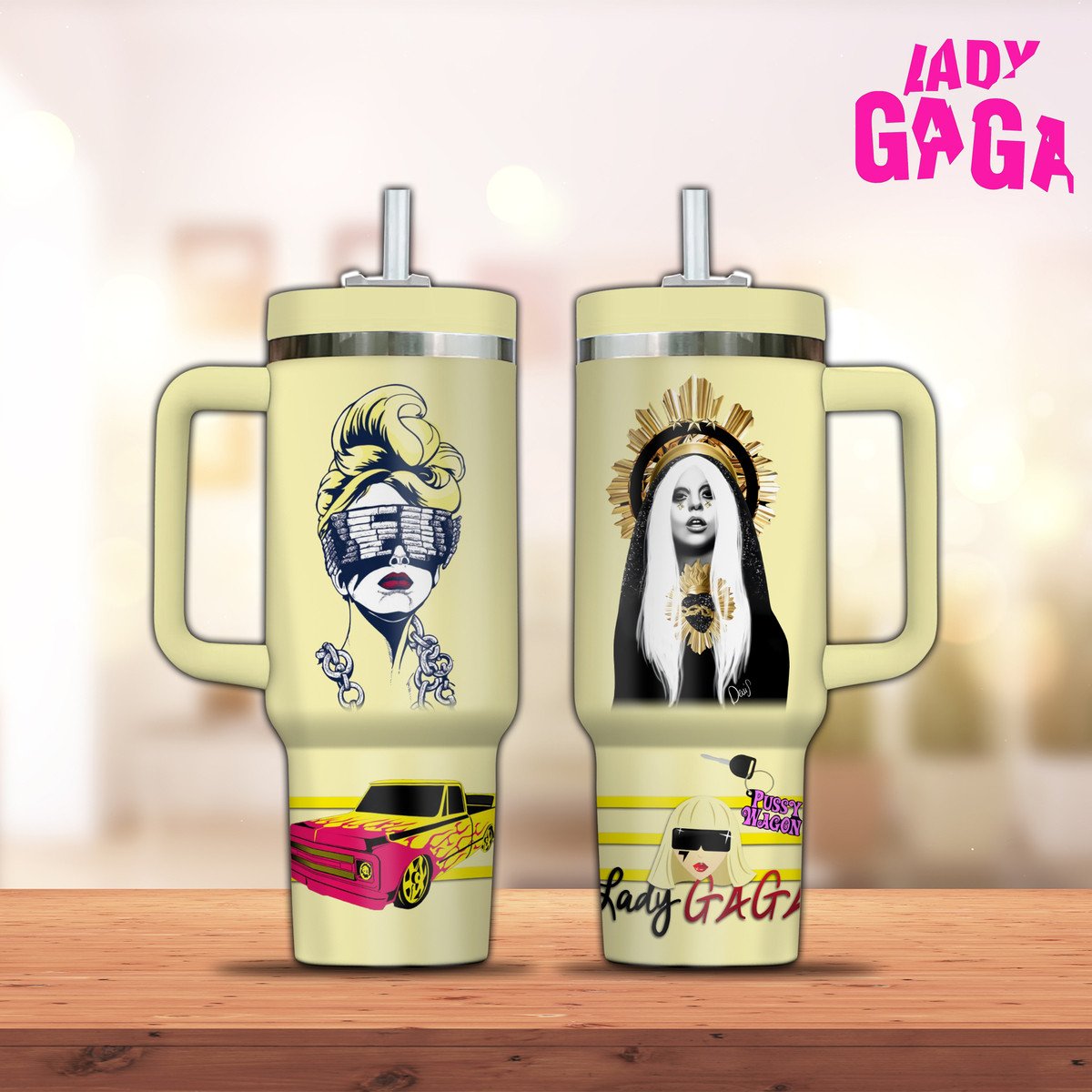 Lady Gaga Music Custom Stanley Quencher 40oz Stainless Steel Tumbler With Handle