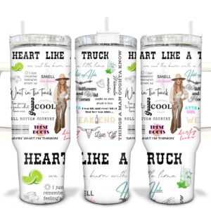 Lainey Wilson Heart Like a Truck Music Custom Stanley Quencher 40oz Stainless Steel Tumbler With Handle
