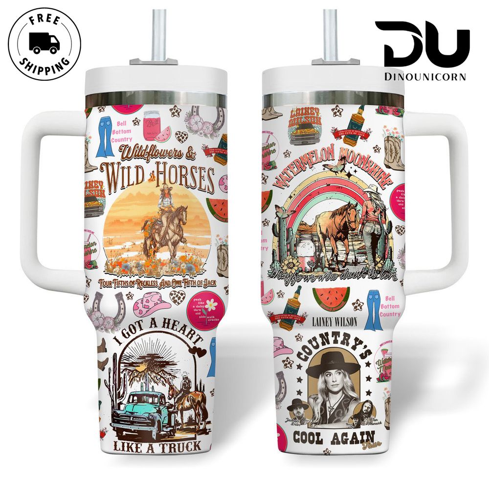 Lainey Wilson Music Custom Stanley Quencher 40oz Stainless Steel Tumbler With Handle