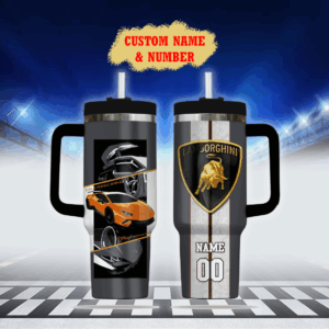Lamborghini Car Custom Stanley Quencher 40oz Stainless Steel Tumbler With Handle