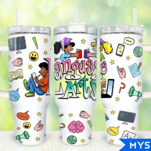 Language Arts Custom Stanley Quencher 40oz Stainless Steel Tumbler With Handle