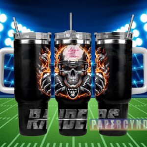 Las Vegas Raiders Custom Stanley Quencher 40oz Stainless Steel Tumbler With Handle