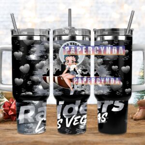 Las Vegas Raiders Custom Stanley Quencher 40oz Stainless Steel Tumbler With Handle