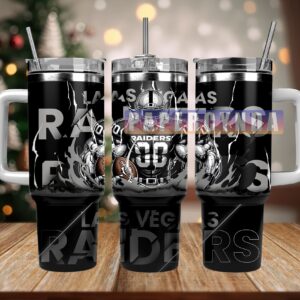 Las Vegas Raiders Custom Stanley Quencher 40oz Stainless Steel Tumbler With Handle