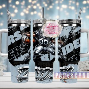Las Vegas Raiders Custom Stanley Quencher 40oz Stainless Steel Tumbler With Handle
