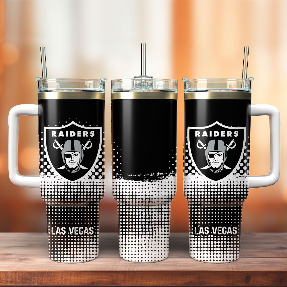 Las Vegas Raiders Football NFL Sport Custom Stanley Quencher 40oz Stainless Steel Tumbler With Handle