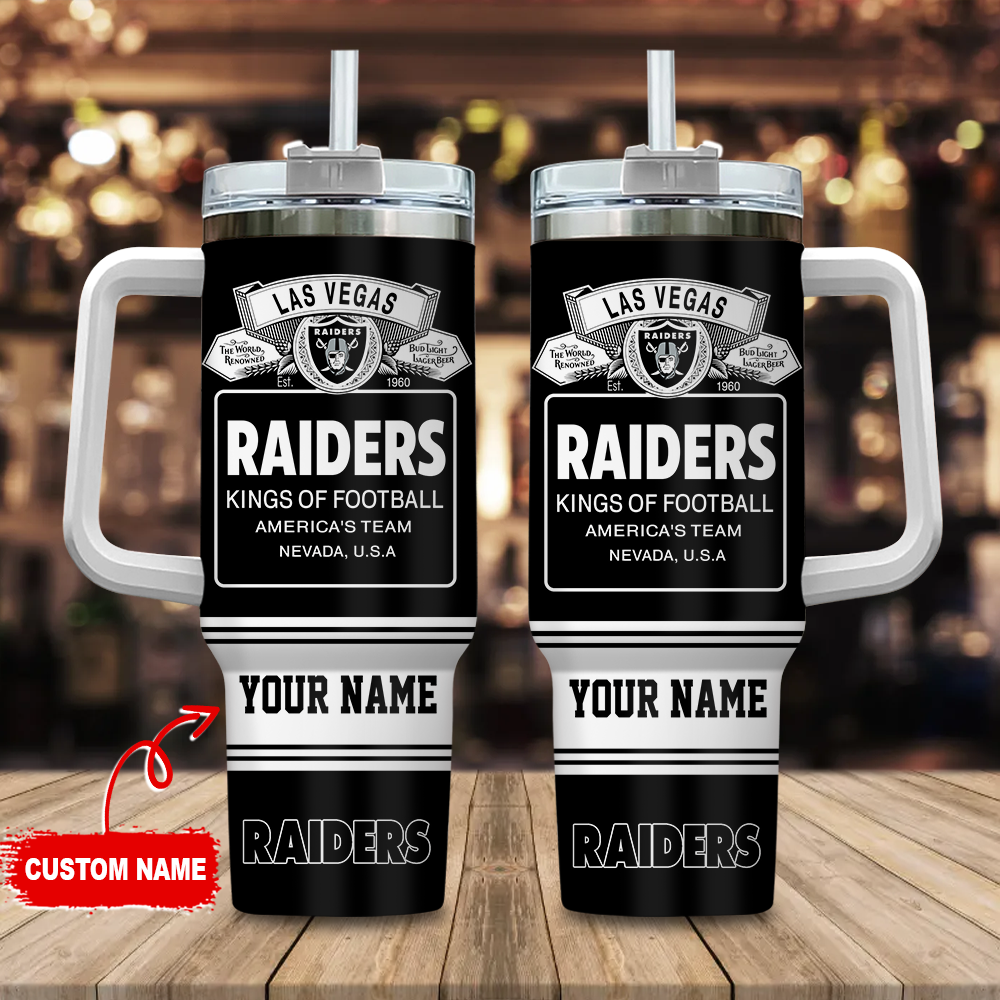 Las Vegas Raiders NFL Bud Light Custom Stanley Quencher 40oz Stainless Steel Tumbler With Handle