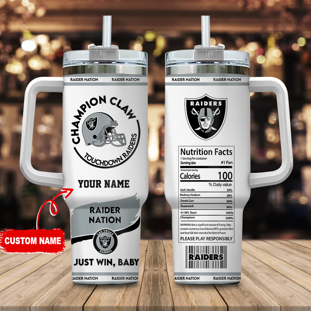 Las Vegas Raiders NFL Champion Claw Custom Stanley Quencher 40oz Stainless Steel Tumbler With Handle