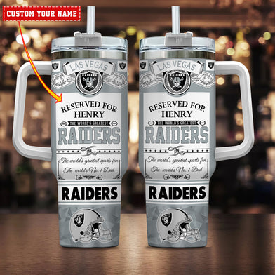 Las Vegas Raiders NFL Custom Stanley Quencher 40oz Stainless Steel Tumbler With Handle