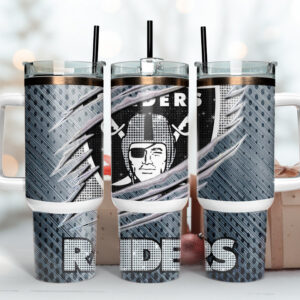 Las Vegas Raiders NFL Custom Stanley Quencher 40oz Stainless Steel Tumbler With Handle