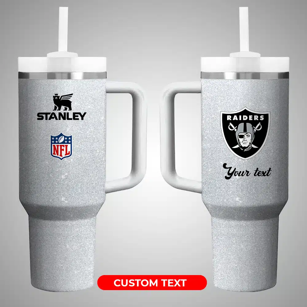 Las Vegas Raiders NFL Custom Stanley Quencher 40oz Stainless Steel Tumbler With Handle