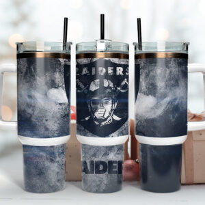 Las Vegas Raiders NFL Custom Stanley Quencher 40oz Stainless Steel Tumbler With Handle