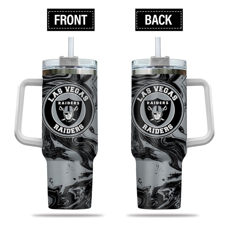 Las Vegas Raiders NFL Custom Stanley Quencher 40oz Stainless Steel Tumbler With Handle