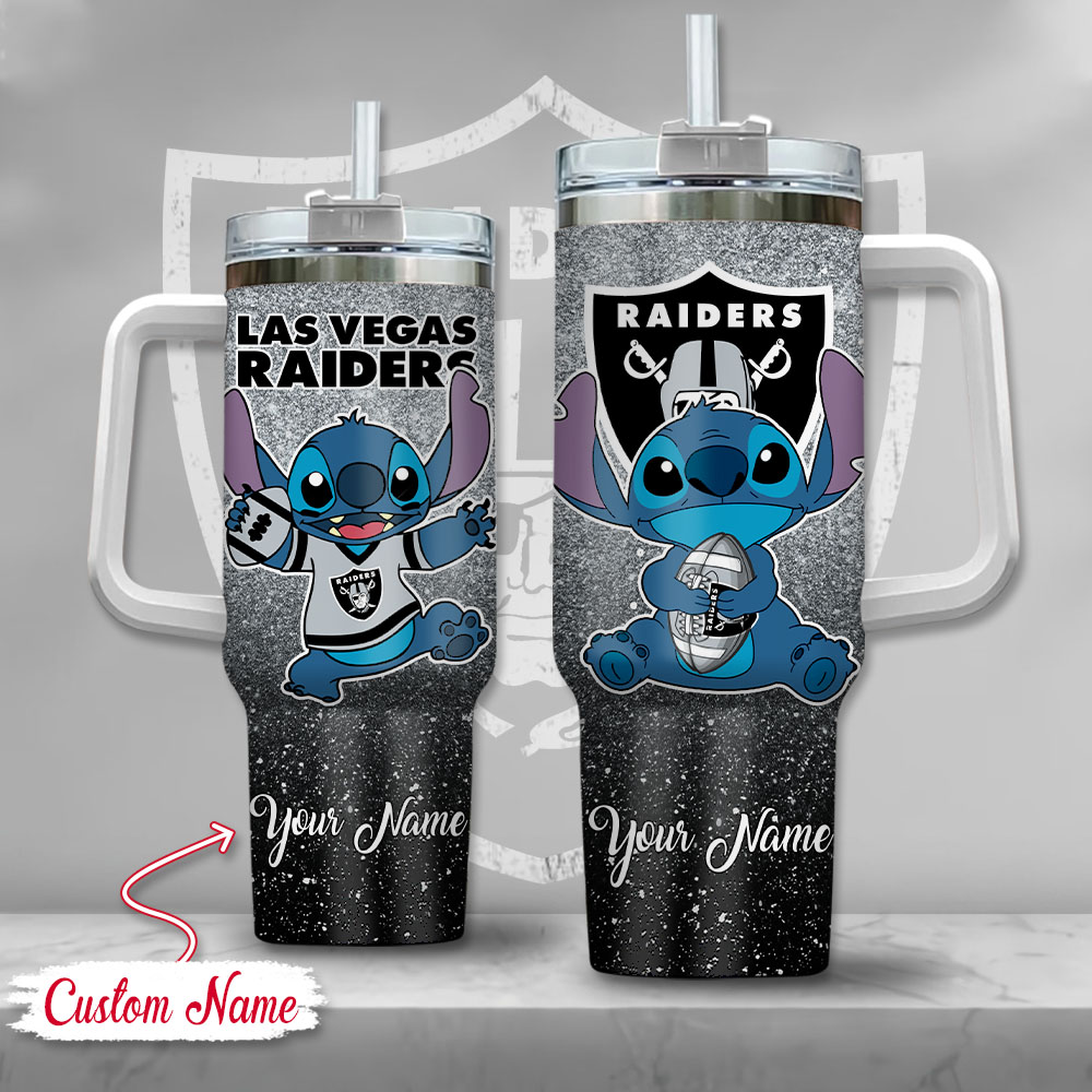 Las Vegas Raiders NFL Custom Stanley Quencher 40oz Stainless Steel Tumbler With Handle