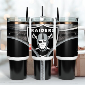 Las Vegas Raiders NFL Custom Stanley Quencher 40oz Stainless Steel Tumbler With Handle