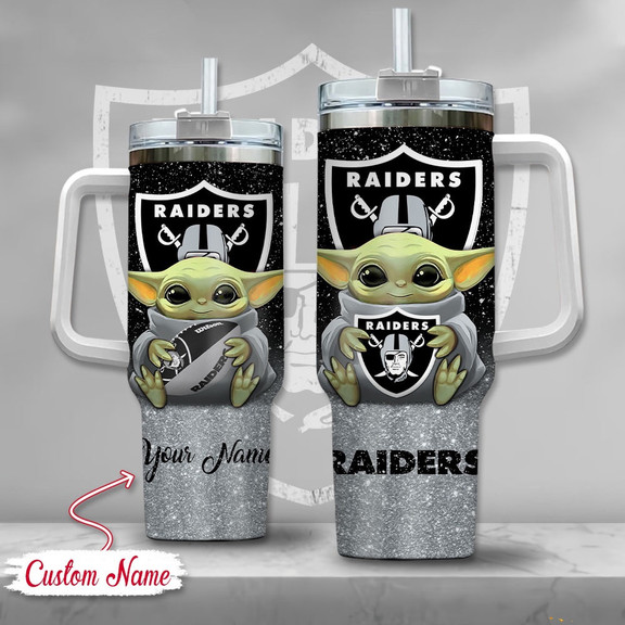 Las Vegas Raiders NFL Custom Stanley Quencher 40oz Stainless Steel Tumbler With Handle