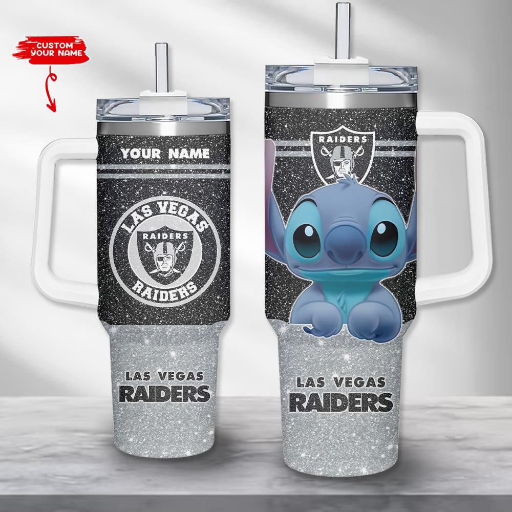 Las Vegas Raiders NFL Custom Stanley Quencher 40oz Stainless Steel Tumbler With Handle