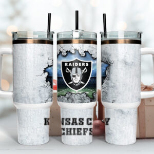 Las Vegas Raiders NFL Custom Stanley Quencher 40oz Stainless Steel Tumbler With Handle