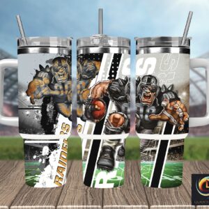 Las Vegas Raiders NFL Mascot Custom Stanley Quencher 40oz Stainless Steel Tumbler With Handle