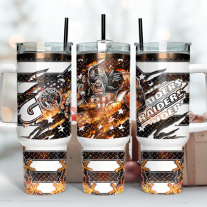 Las Vegas Raiders NFL Mascot Custom Stanley Quencher 40oz Stainless Steel Tumbler With Handle