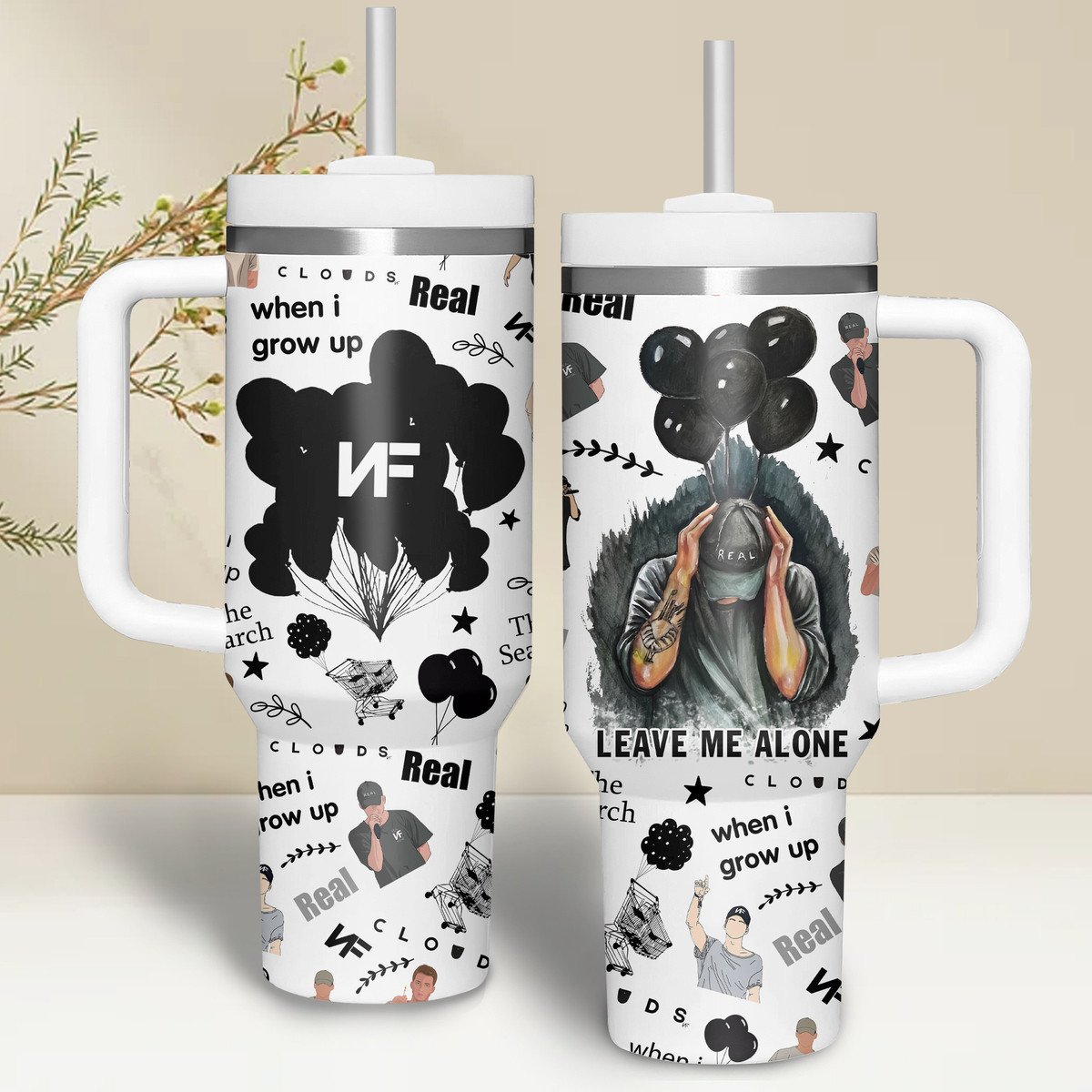 Leave Me Alone Song by Flipp Dinero Music Custom Stanley Quencher 40oz Stainless Steel Tumbler With Handle