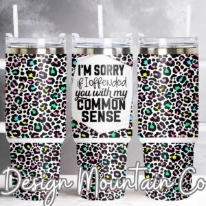 Leopard Pattern Custom Stanley Quencher 40oz Stainless Steel Tumbler With Handle