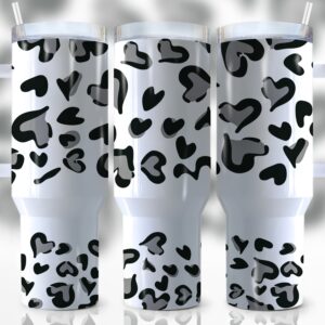 Leopard Print Custom Stanley Quencher 40oz Stainless Steel Tumbler With Handle