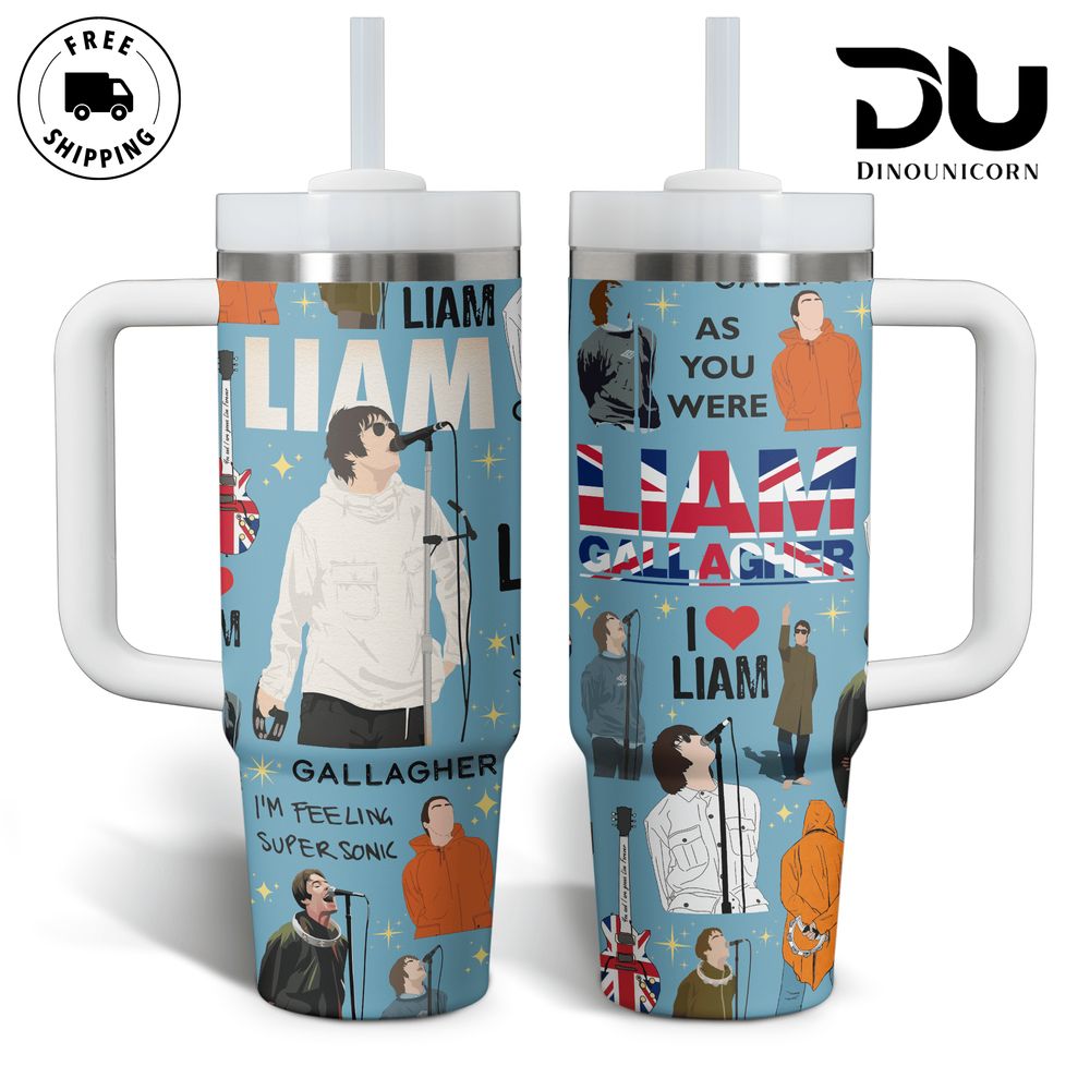 Liam Gallagher Music Custom Stanley Quencher 40oz Stainless Steel Tumbler With Handle