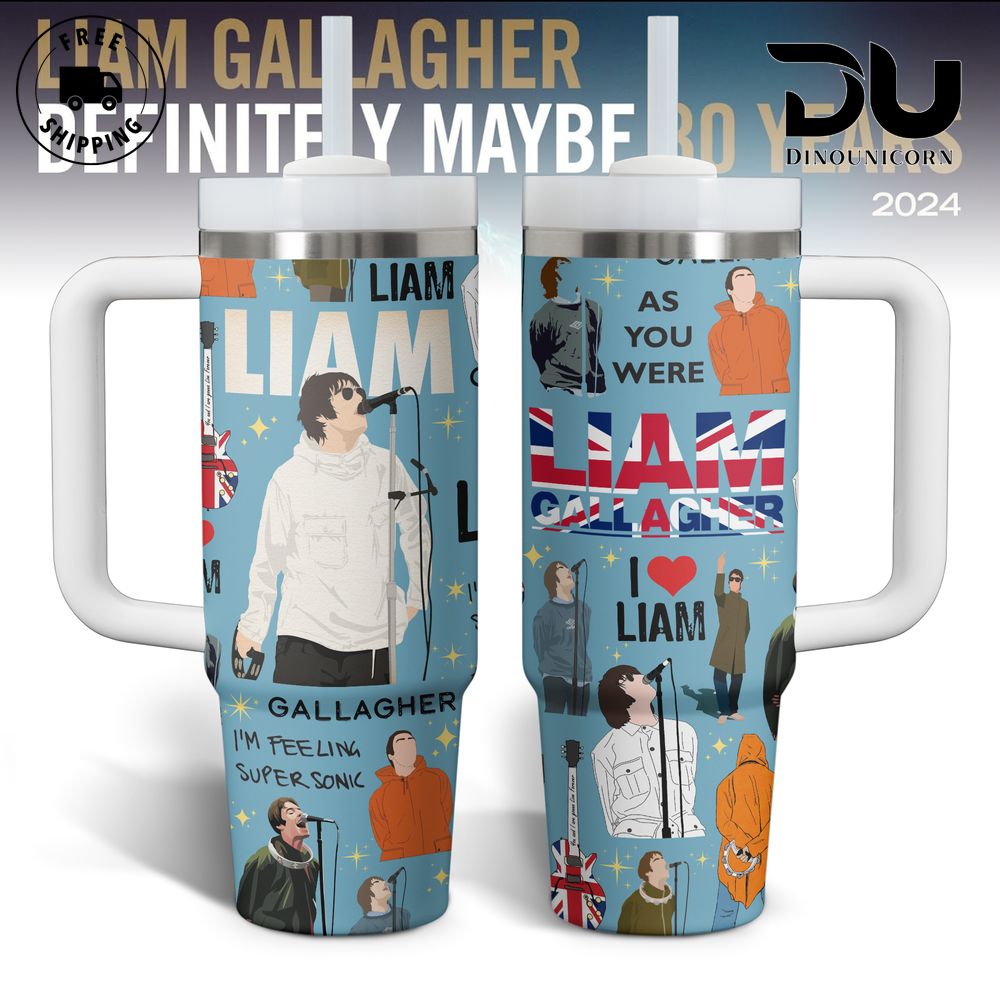 Liam Gallagher Music Custom Stanley Quencher 40oz Stainless Steel Tumbler With Handle