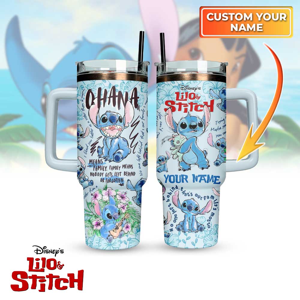 Lilo and Stitch Custom Stanley Quencher 40oz Stainless Steel Tumbler With Handle