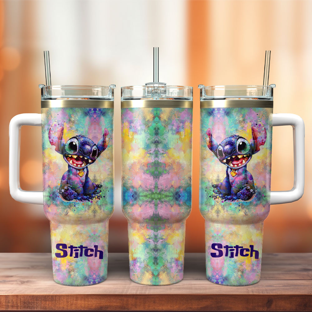 Lilo And Stitch Disney Cartoon Custom Stanley Quencher 40oz Stainless Steel Tumbler With Handle