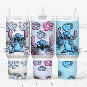 Lilo and Stitch Disney Cartoon Custom Stanley Quencher 40oz Stainless Steel Tumbler With Handle