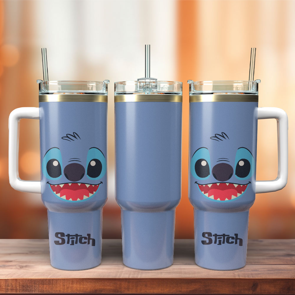 Lilo And Stitch Disney Cartoon Custom Stanley Quencher 40oz Stainless Steel Tumbler With Handle