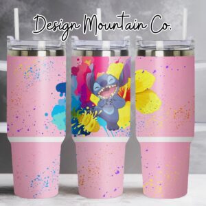 Lilo and Stitch Disney Cartoon Custom Stanley Quencher 40oz Stainless Steel Tumbler With Handle